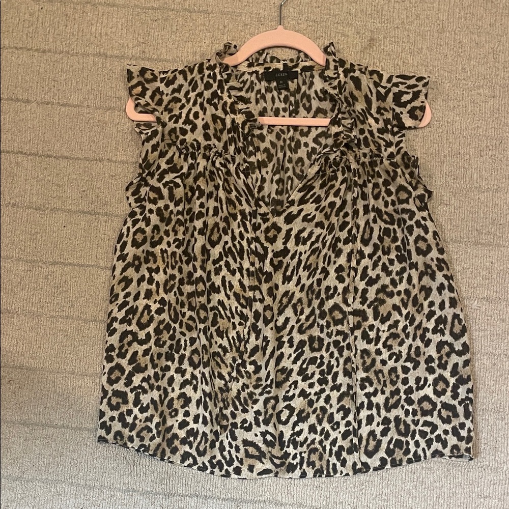 J. Crew Animal Print Ruffle Blouse